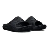 Sandalias Under Armour modelo Flow Velociti, color negro, con diseño ergonómico de una sola pieza, suela con patrón de tracción texturizado y logo de la marca en relieve.
