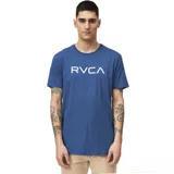 Remera azul con logo RVCA estampado en blanco en el pecho.