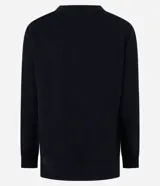 Blusa de pijama negra de algodón con cuello redondo, mangas largas y estampa frontal con la frase "spending the day doing nothing".