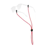 Sujeta lentes rojo con topes de goma negros.