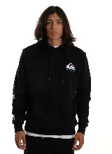 Canguro Quiksilver Omni Logo color negro, con capucha con cordón ajustable, bolsillo tipo canguro en el frente, y estampa pequeña en el pecho con el logo de la marca.