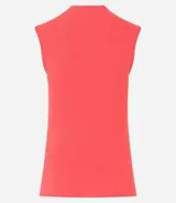 Blusa sin mangas de calce ajustado, confeccionada en tejido de viscosa con textura acanalada y cuello alto.