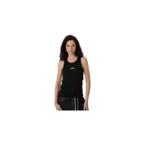 Musculosa de canalé negra Eme Studios modelo Prad Black Tank Top, sin mangas, de corte ajustado y con pequeño estampado gráfico blanco en el pecho.