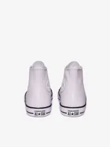 Championes de caña alta Converse Chuck Taylor All Star de cuero blanco, con cordones y ojalillos metálicos.