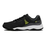 Championes de tenis Fila Forehand Clay, color negro con detalles en gris y amarillo flúor.