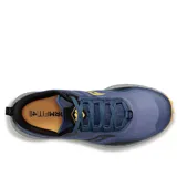 Championes Saucony Peregrine 12 para trail running, color azul con detalles en amarillo y negro.