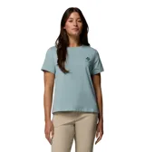 Remera Columbia para mujer de manga corta, color celeste, con cuello redondo y logo pequeño estampado en el pecho.