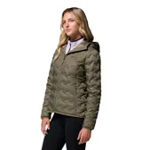 Campera técnica Columbia con tecnología Omni-Heat termorreflectante y construcción HeatSeal sin costuras. Presenta un diseño acolchado con cierre frontal, capucha integrada, bolsillos laterales con cierre y puños elásticos.