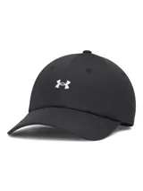 Gorra Under Armour modelo Blitzing Low, color negro, con logo bordado en blanco en la parte frontal. Cuenta con estructura de seis paneles y visera curva.