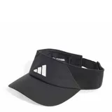 Visera deportiva Adidas color negro, con logo de la marca en blanco en el frente. Confeccionada con tecnología Climacool para mayor transpirabilidad, cuenta con visera precurvada y cierre ajustable en la parte posterior.
