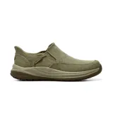 Zapatos casuales Skechers modelo Slip-ins Relaxed Fit Meroe Dayton color marrón, sin cordones, con parte superior de lona y suela de caucho Goodyear.