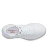 Championes Saucony Endorphin Shift 3, color blanco con detalles dorados en el logo y suela color caramelo.