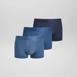 Pack de tres bóxers de microfibra elástica en tonos de azul, con cintura elástica con la inscripción "Ultimate".