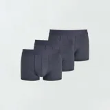 Pack de tres bóxers de hombre color gris jaspeado con cintura elástica.