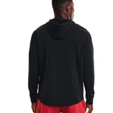 Buzo Under Armour de hombre, color negro, con capucha y cordones blancos. Logo de la marca en el pecho.