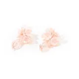 Par de caravanas bijou color rosa, con flores de resina y mostacillas.