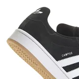 Championes Adidas Campus 00s negros con las tres tiras blancas y cordones estampados.