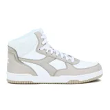 Championes de media caña Diadora T3 Raptor Mid, color blanco con detalles en gris.