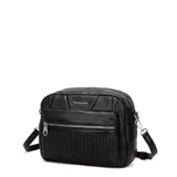 Bandolera Las Oreiro color negro, con diseño acolchado y texturizado. Cuenta con un bolsillo frontal con cierre metálico, compartimento principal con cierre y correa ajustable extraíble.