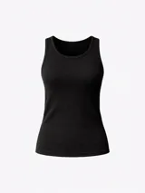 Musculosa de algodón y viscosa con cuello redondo y diseño acanalado, de corte ajustado.