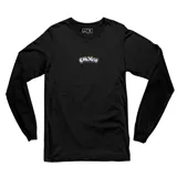 Remera de manga larga color negro, confeccionada en algodón, con estampa pequeña en el centro del pecho con el logo de la marca en estilo graffiti.