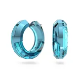 Aros tipo argolla color celeste, tallados en cristal.