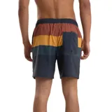 Short de baño Quiksilver Tijuana para hombre, con diseño a rayas horizontales en tonos naranja, amarillo y azul.