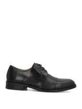 Zapatos de vestir para hombre tipo Oxford, color negro, confeccionados en cuero con cordones y suela de goma.