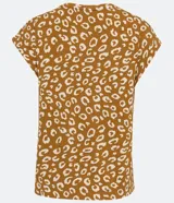Musculosa de viscosa con estampado animal print de leopardo, cuello redondo y sisas amplias.