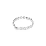 Pulsera plateada con eslabones individuales engarzados con un cristal central brillante y un halo de cristales más pequeños en talla redonda.