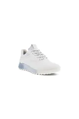 Championes de golf Ecco modelo Golf S-Three, color blanco con suela celeste.