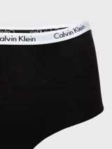 Bombacha de talle alto Calvin Klein Carousel, color negro, confeccionada en algodón elástico con cintura elástica distintiva con logo de la marca.