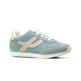 Championes deportivos American Sport modelo Ysabel, de color celeste con detalles en rosado y blanco.