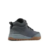 Bota de senderismo Columbia modelo Fairbanks Mid, color gris grafito. Confeccionada con parte superior textil impermeable, cuello y talón de gamuza, puntera reforzada, entresuela amortiguada y suela de caucho con tracción.