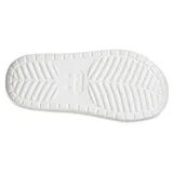 Sandalias tipo mule negras con plataforma, forradas con material afelpado negro en las tiras y el interior. Presentan dos tiras ajustables con hebillas y orificios para dijes Jibbitz™.