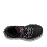 Championes Saucony Excursion TR16 para trail running, color negro con detalles en rosa y celeste.