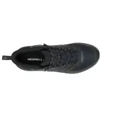 Bota de trekking Merrell modelo Speed Strike 2 Mid Waterproof, color negro. Presenta un diseño atlético con membrana impermeable, parte superior de malla y cuero sintético, cuello acolchado, entresuela de espuma EVA para mayor estabilidad y suela de goma con tracción duradera.