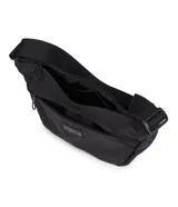 Bolso tipo bandolera Jansport, diseño curvo en color bordó, con correa ajustable y bolsillo frontal con cierre.