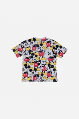 Remera blanca de algodón con estampado all over de Mickey Mouse.