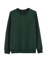 Buzo deportivo gris oscuro de algodón con felpa, cuello redondo y corte clásico.