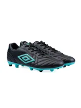 Championes de fútbol Umbro modelo Touch FG, color azul marino con detalles en azul brillante. Presentan el logo de la marca en el lateral y suela con tapones para césped natural.