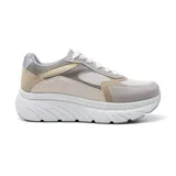 Championes deportivos American Sport Coti, con plataforma blanca y detalles en gris, beige y blanco.