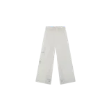 Pantalón jogger Eme Studios de corte relajado y estilo urbano, color gris claro, con cintura elástica fruncida y detalles de costuras visibles.