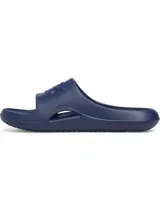 Sandalias tipo ojotas Under Armour modelo Locker V, confeccionadas en una sola pieza de EVA moldeada de secado rápido. Presentan un diseño ergonómico con orificios de drenaje laterales para evitar la retención de agua, plantilla texturizada para mayor tracción y el logo de la marca en relieve sobre la banda superior.