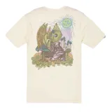 Remera de algodón orgánico color blanco, de manga corta y cuello redondo, con pequeño estampado gráfico en el centro del pecho.