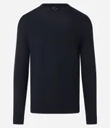 Suéter masculino de cuello redondo y manga larga, confeccionado en tejido de punto liso. Presenta un diseño básico y versátil, ideal para uso diario.