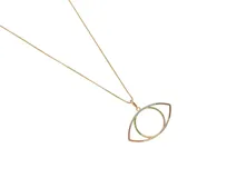 Collar dorado con dije de ojo delineado con circonias multicolores.