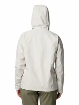 Campera impermeable Columbia modelo Hikebound II, color gris claro, con capucha ajustable, cierre frontal con solapa, bolsillos con cremallera y puños ajustables. Cuenta con tecnología Omni-Tech™ y costuras selladas.