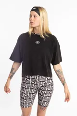 Biker de lycra con estampado repetitivo de logotipo, de tiro alto y diseño ajustado.