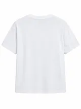 Remera básica de corte corto y holgado, de manga corta con cuello redondo acanalado, en color gris oscuro.